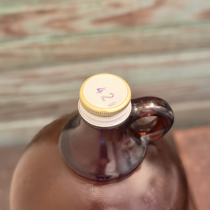 Vintage Amber Brown Glass Half Gallon Jug with Screw-On Lid-  vintage- The Celebration Co.