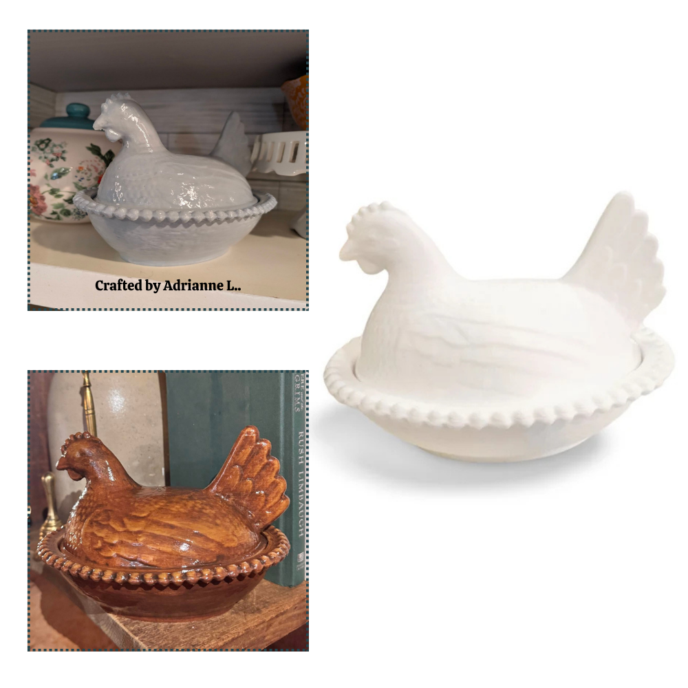 Farmhouse Hen on Nest Bowl-  3D- The Celebration Co.