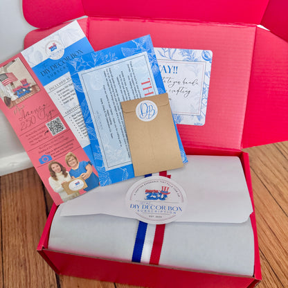 Mini DIY Decor Box - America 250 Sign & Flag-  Special- The Celebration Co.