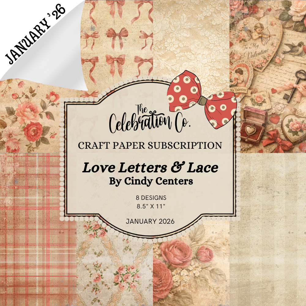 Love Letters and Lace - Digital Download - Craft Paper Set-  Digital- The Celebration Co.