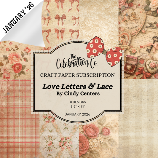 Love Letters and Lace - Digital Download - Craft Paper Set-  Digital- The Celebration Co.
