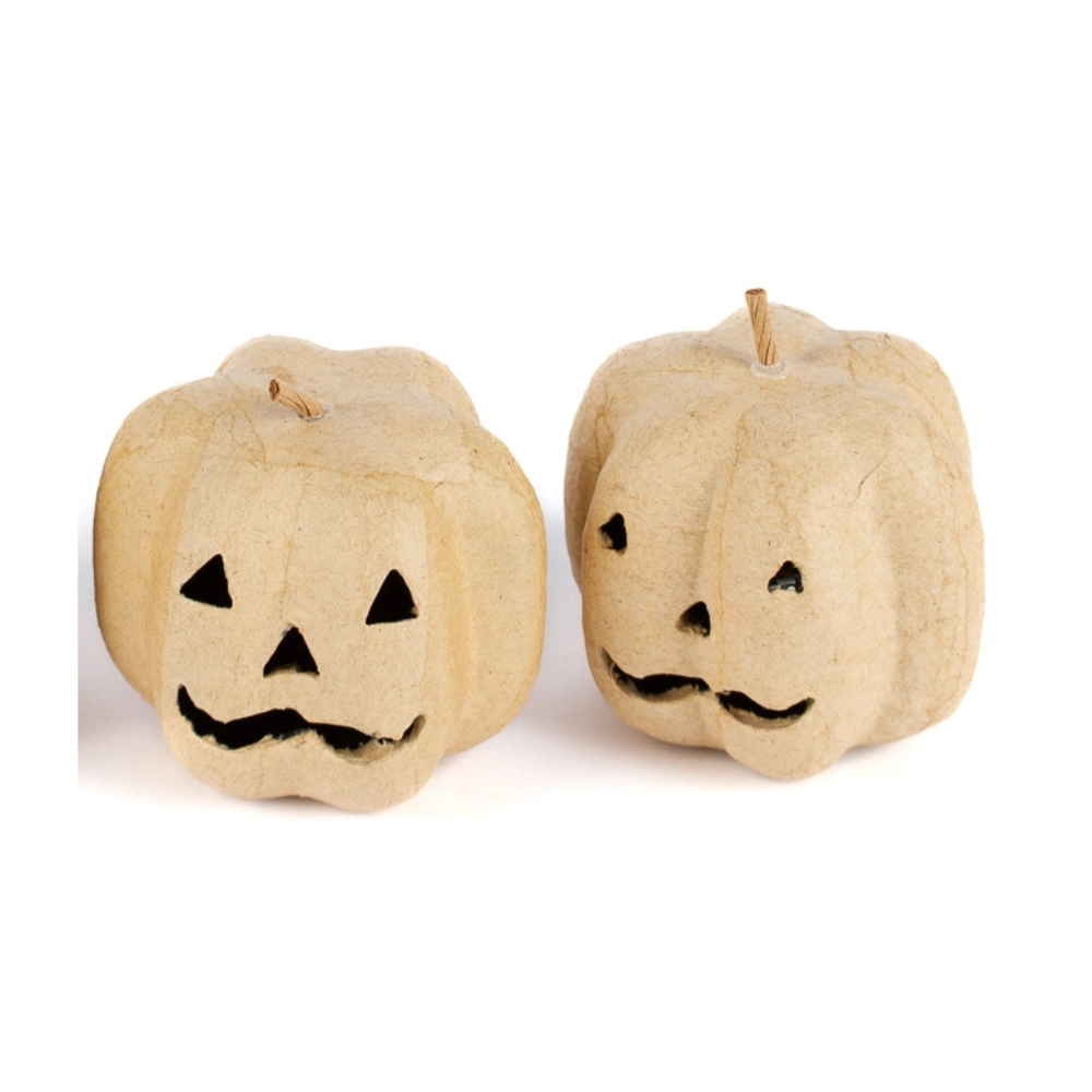 Paper Mache Jack O' Lantern Pumpkins 2-7/16" Diameter - 2 Pack-  Craft Supplies- The Celebration Co.