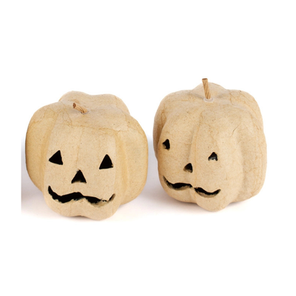 Paper Mache Jack O' Lantern Pumpkins 2-7/16" Diameter - 2 Pack-  Craft Supplies- The Celebration Co.