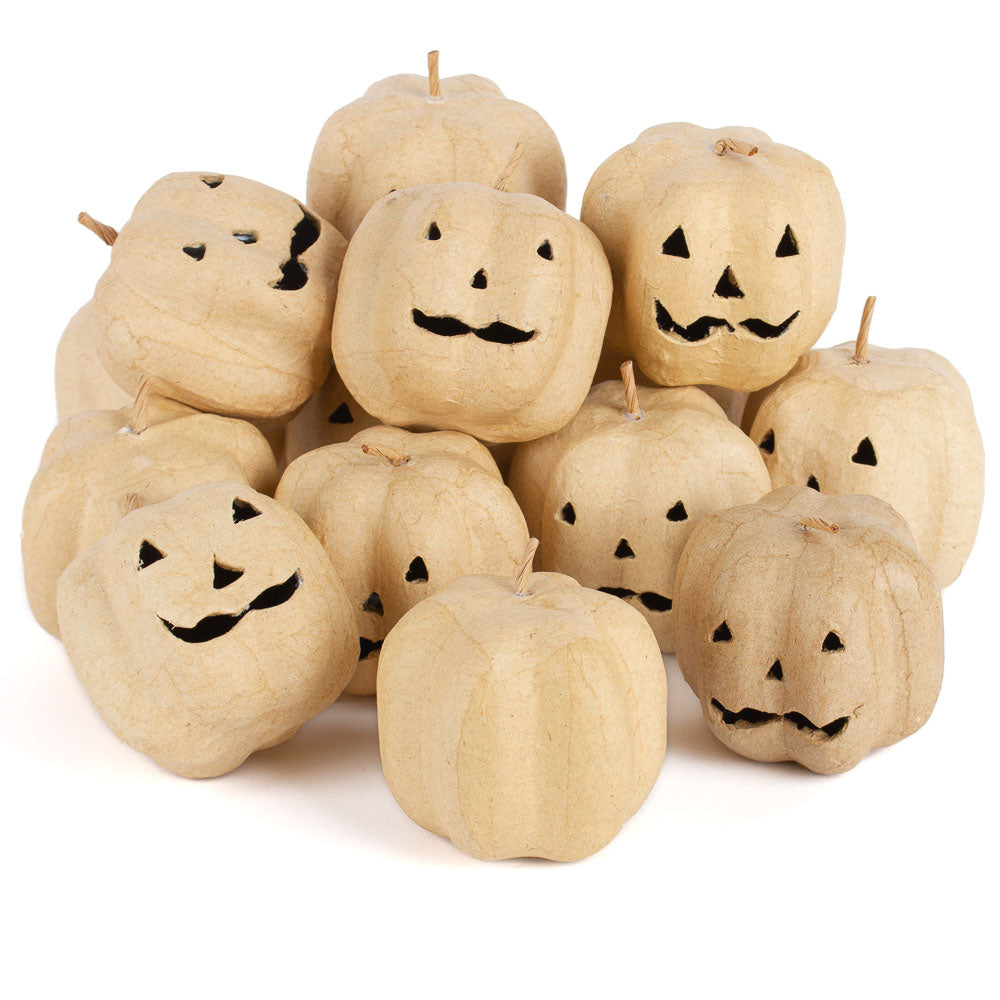 Paper Mache Jack O' Lantern Pumpkins 2-7/16" Diameter - 2 Pack-  Craft Supplies- The Celebration Co.