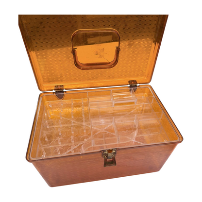 Vintage 1960s Burnt Orange Plastic Sewing Caddy with Removable Trays-  Decor- The Celebration Co.