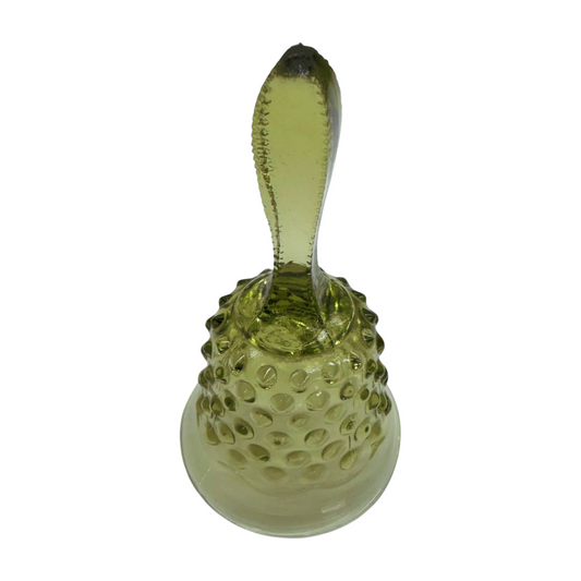 Vintage Fenton Hobnail Olive Green Glass Bell-  Decor- The Celebration Co.