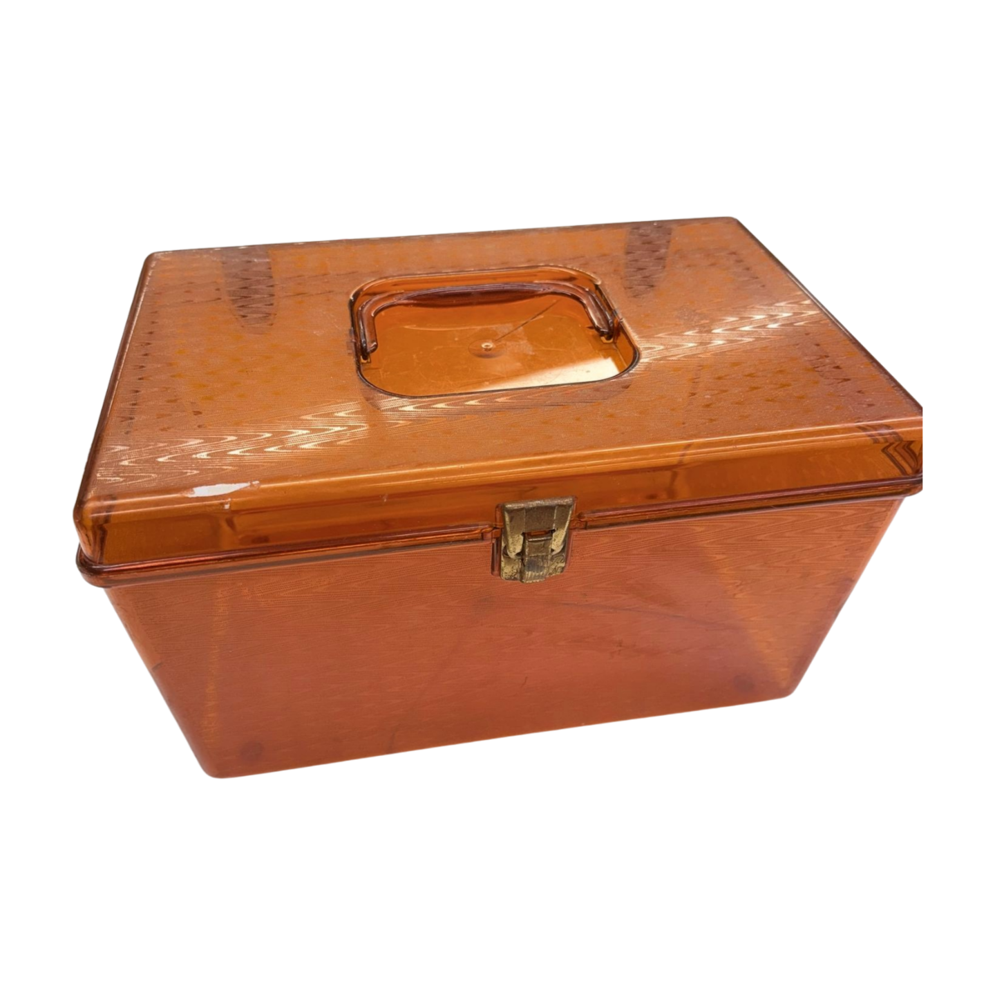 Vintage 1960s Burnt Orange Plastic Sewing Caddy with Removable Trays-  Decor- The Celebration Co.