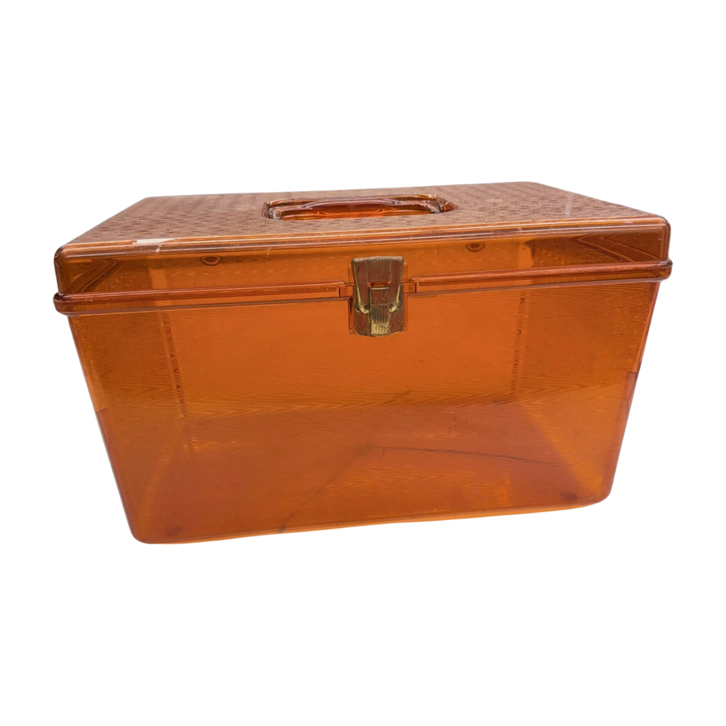 Vintage 1960s Burnt Orange Plastic Sewing Caddy with Removable Trays-  Decor- The Celebration Co.