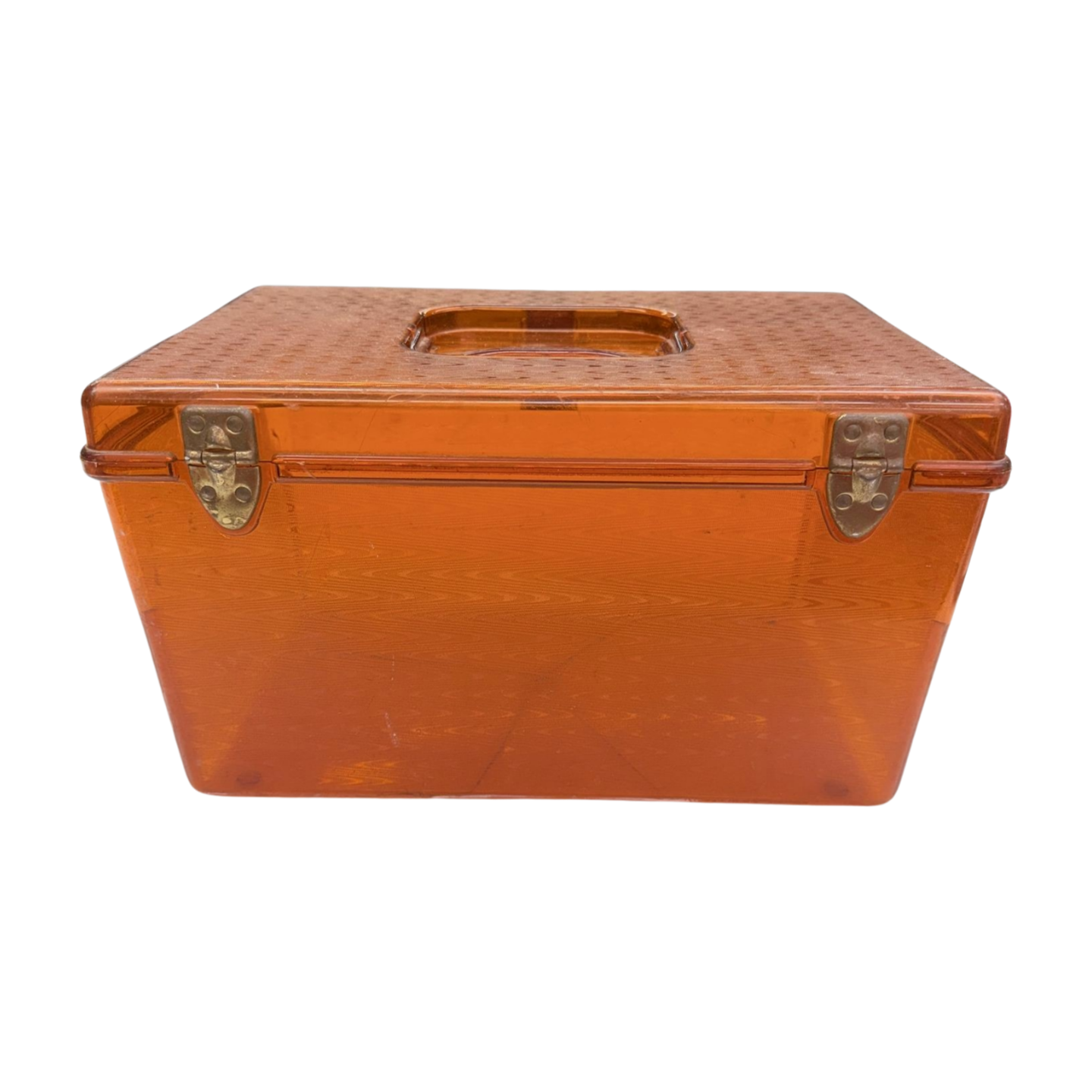 Vintage 1960s Burnt Orange Plastic Sewing Caddy with Removable Trays-  Decor- The Celebration Co.