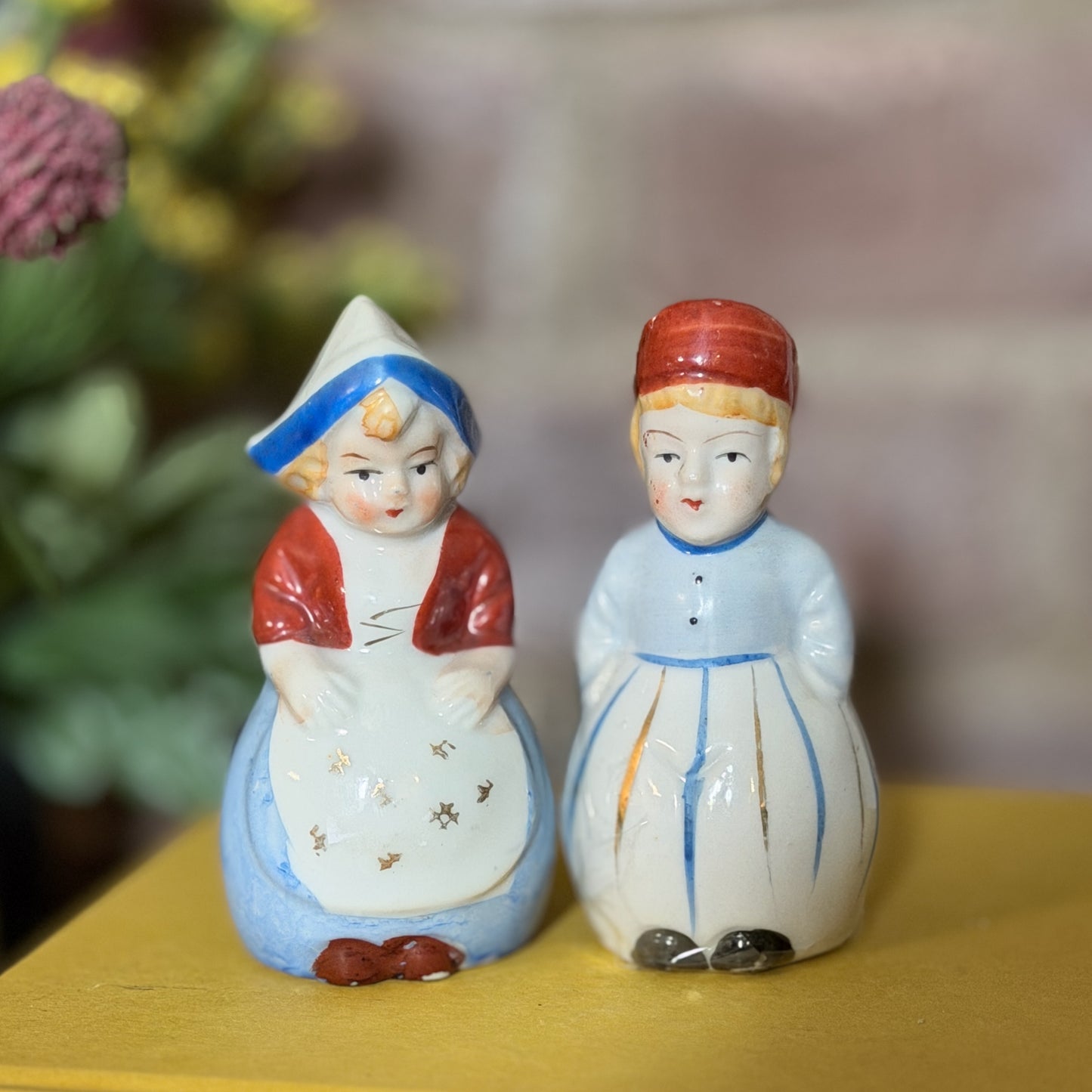 Vintage Porcelain Dutch Couple Bell Figurine Set-  vintage- The Celebration Co.