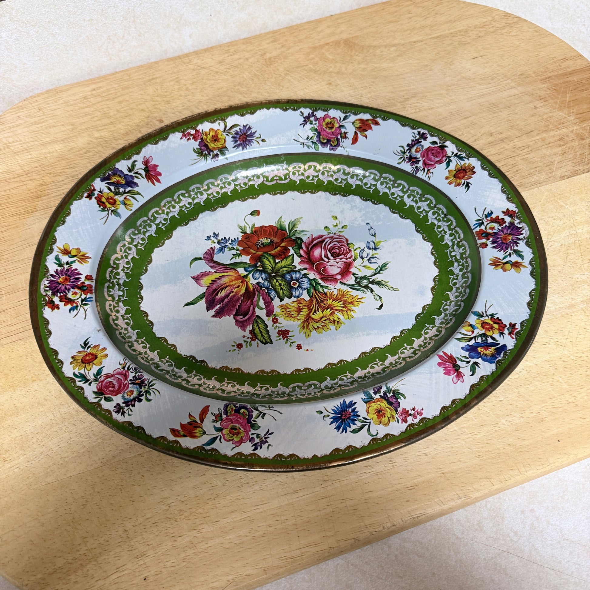 Vintage Nevco Floral Tin Platter – Made in South Africa-  vintage- The Celebration Co.