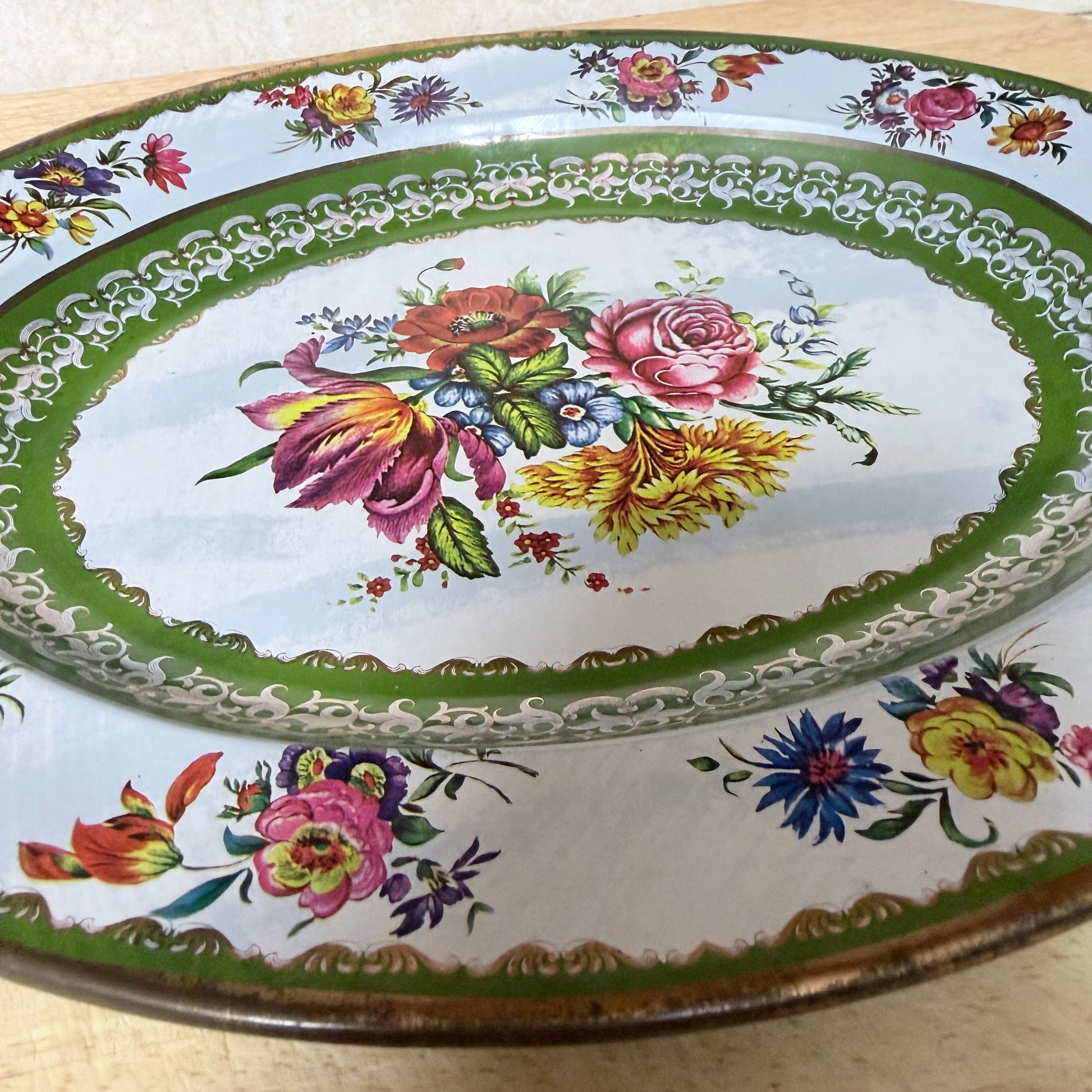 Vintage Nevco Floral Tin Platter – Made in South Africa-  vintage- The Celebration Co.