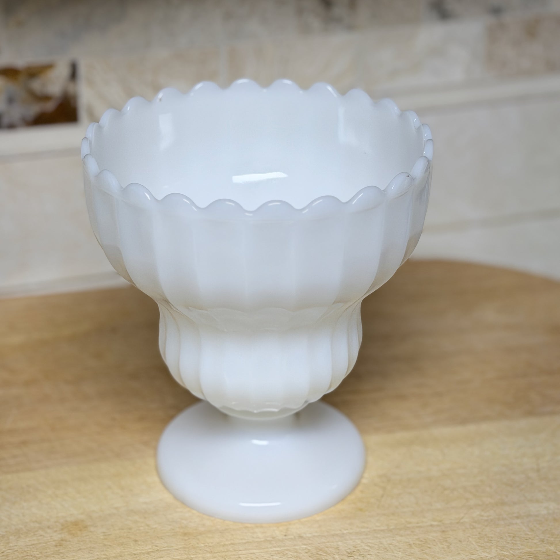 Vintage Milk Glass Pedestal Bowl/Vase-  vintage- The Celebration Co.