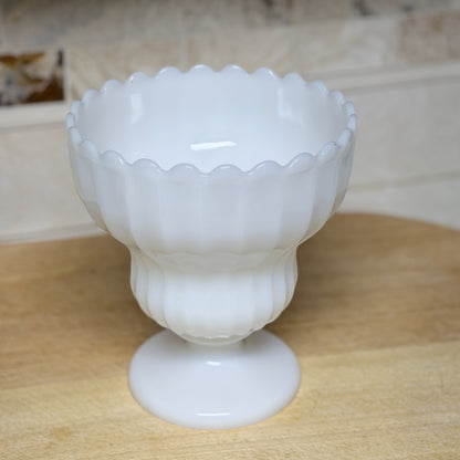 Vintage Milk Glass Pedestal Bowl/Vase-  vintage- The Celebration Co.