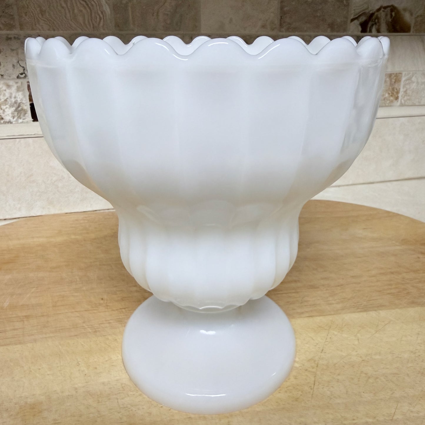 Vintage Milk Glass Pedestal Bowl/Vase-  vintage- The Celebration Co.