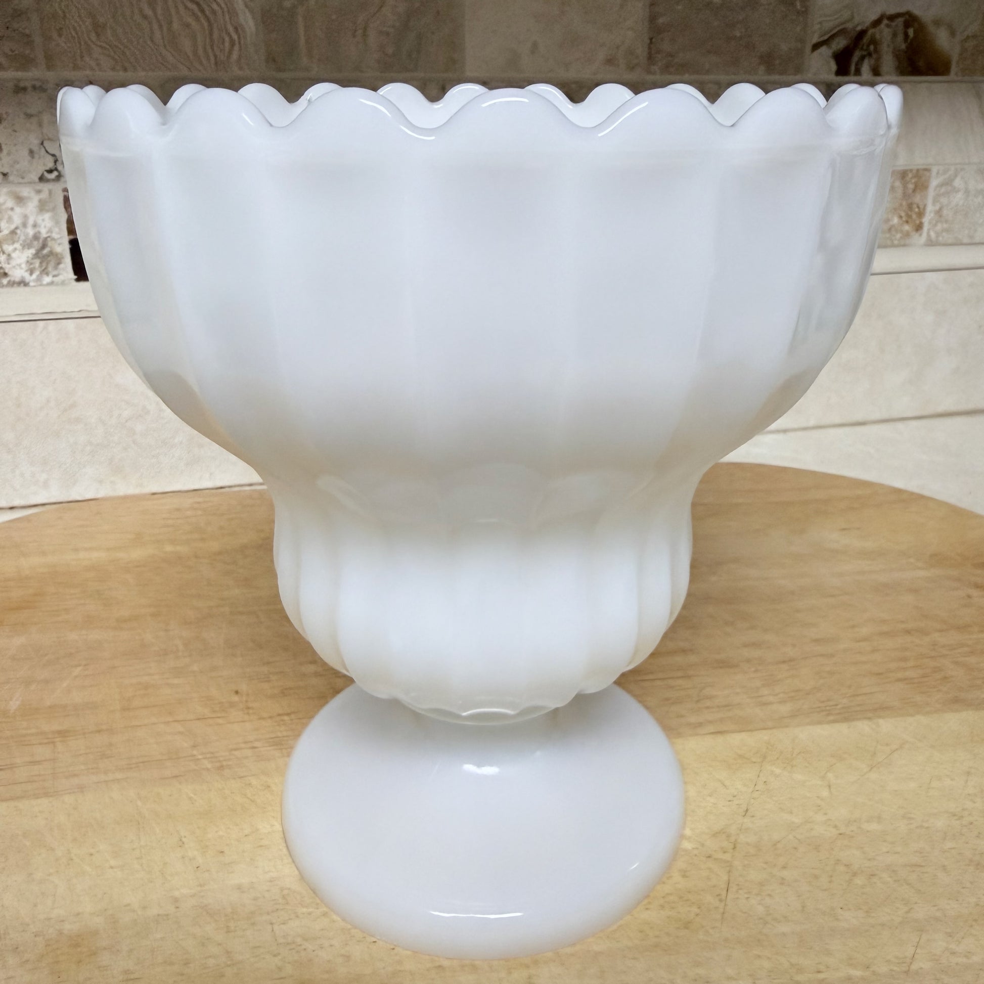 Vintage Milk Glass Pedestal Bowl/Vase-  vintage- The Celebration Co.