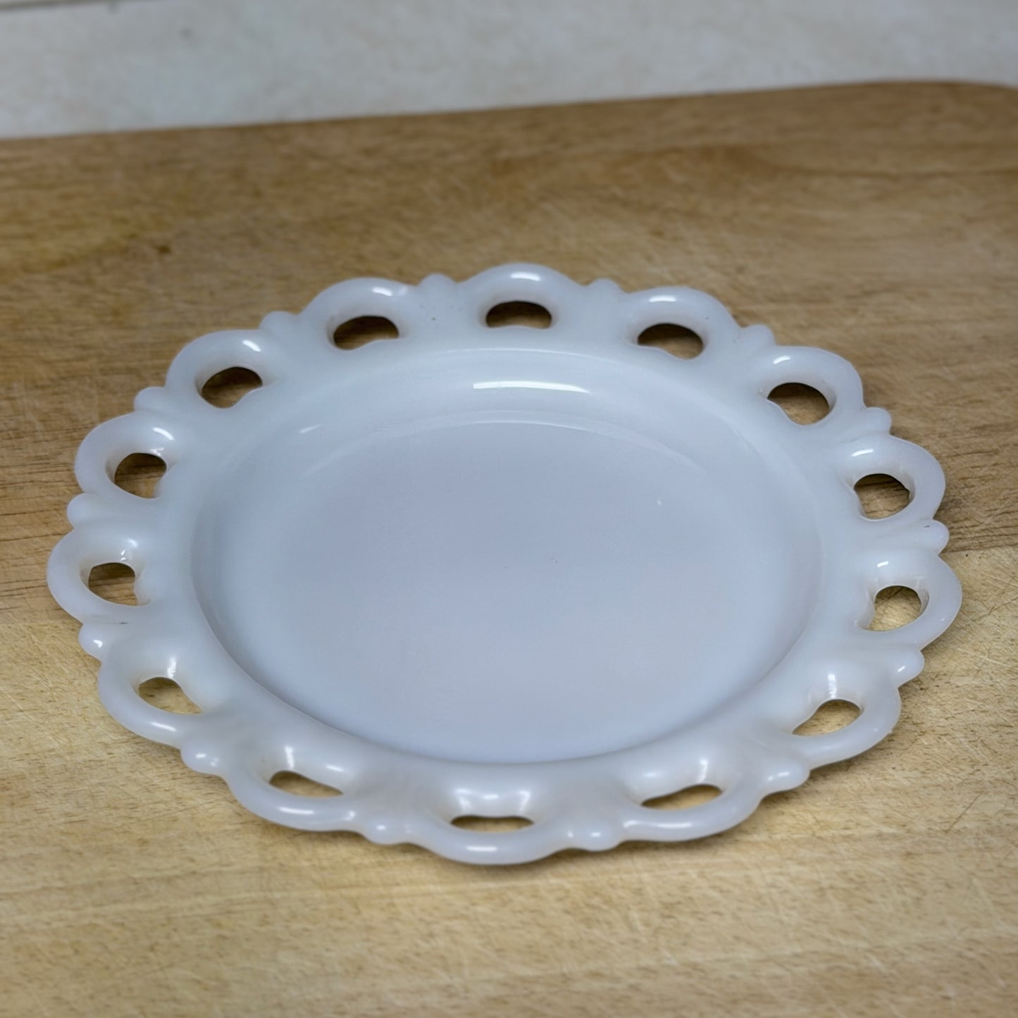 Vintage Milk Glass Lace Edge Plate-  vintage- The Celebration Co.