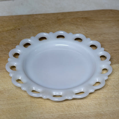 Vintage Milk Glass Lace Edge Plate-  vintage- The Celebration Co.