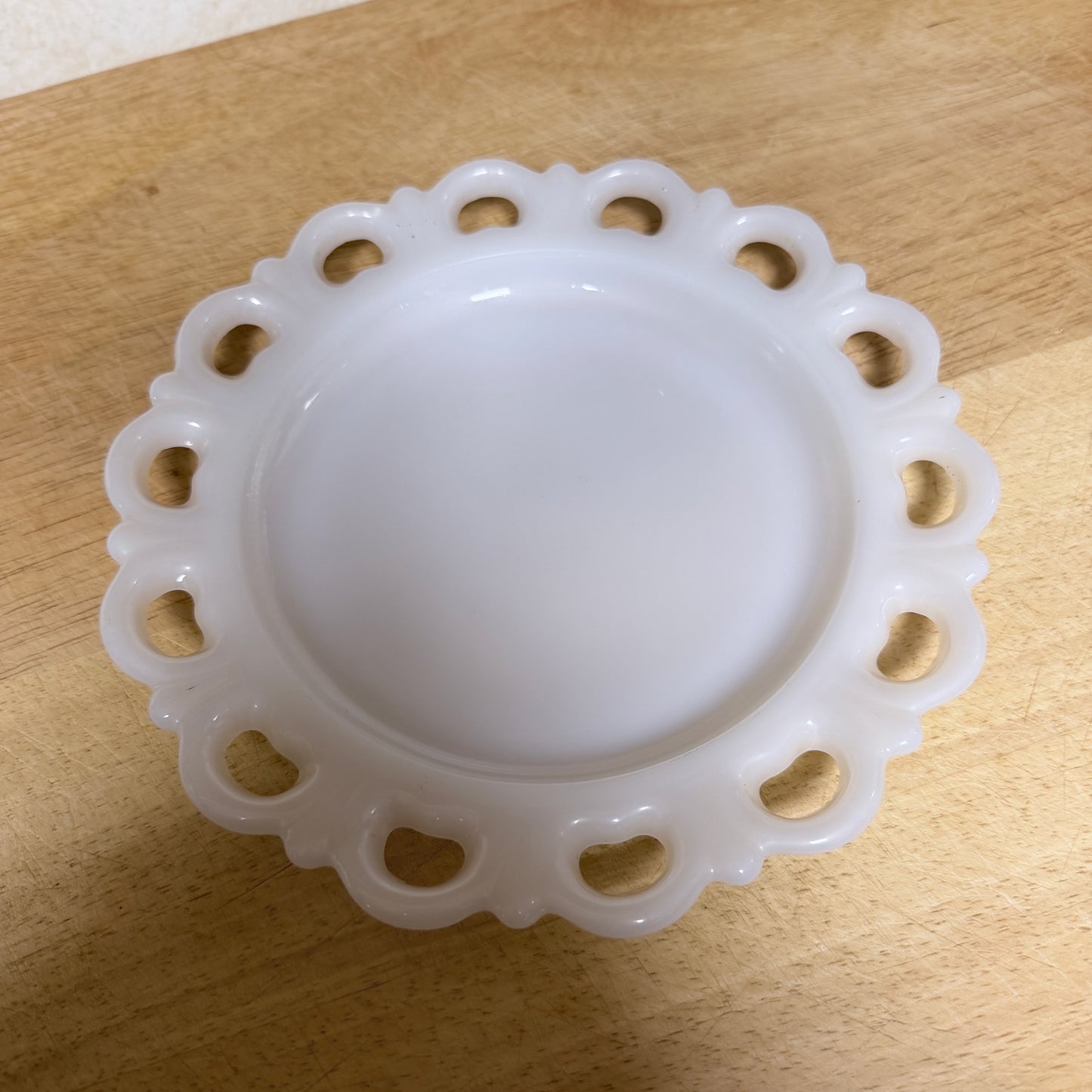 Vintage Milk Glass Lace Edge Plate-  vintage- The Celebration Co.