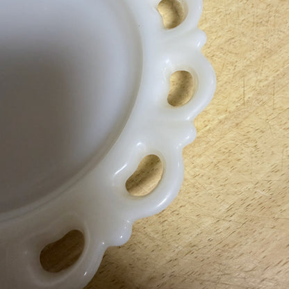 Vintage Milk Glass Lace Edge Plate-  vintage- The Celebration Co.