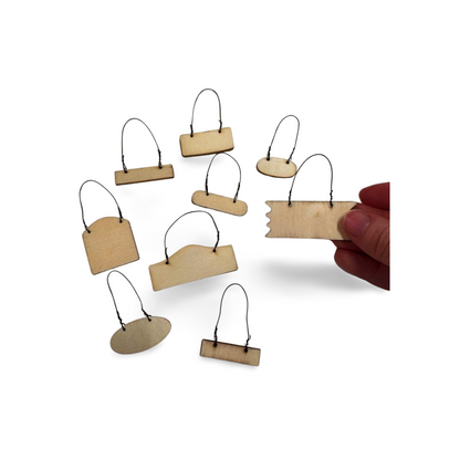 Unfinished Wood Mini Signs w/ Wire Hanger