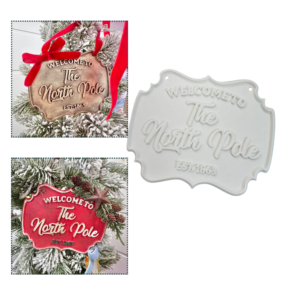 North Pole Sign Ornament (Package of 2)