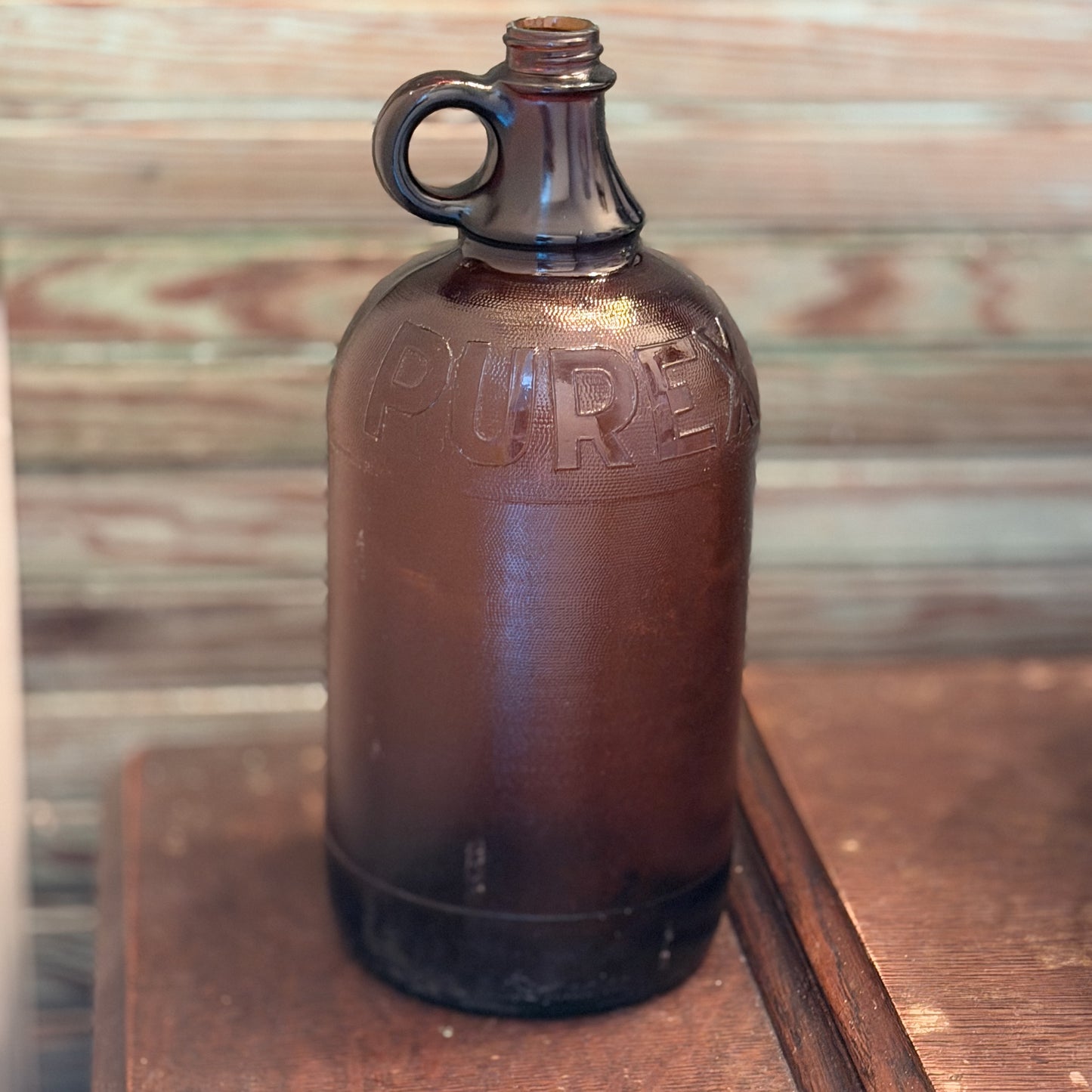 Vintage Amber Glass Purex Half Gallon Bottle-  vintage- The Celebration Co.