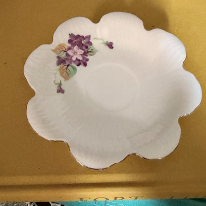 Vintage Porcelain Demitasse Cup and Saucer Set with Spring Violets and Gold Trim-  vintage- The Celebration Co.