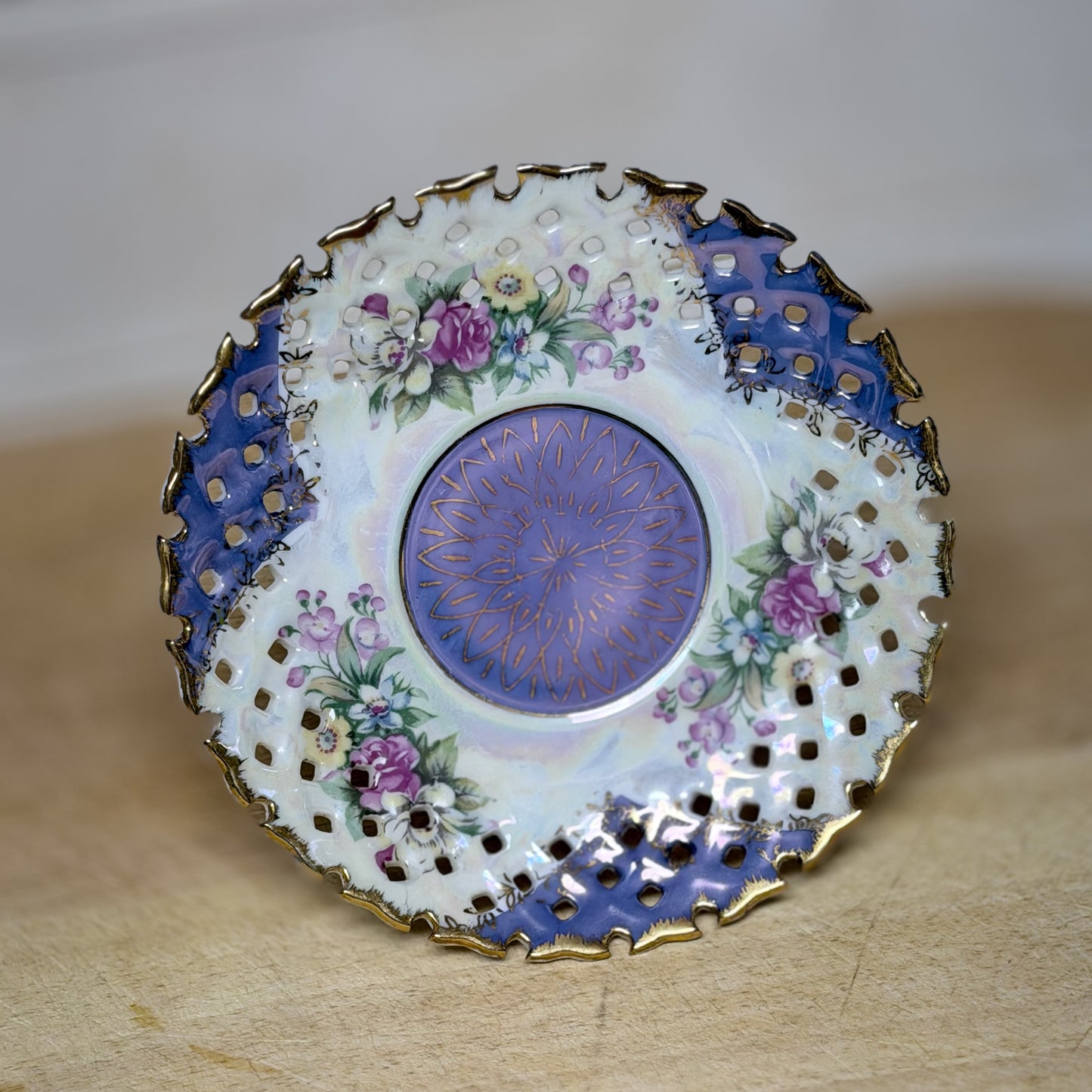 Vintage Yamato Reticulated Floral Porcelain Dish-  vintage- The Celebration Co.