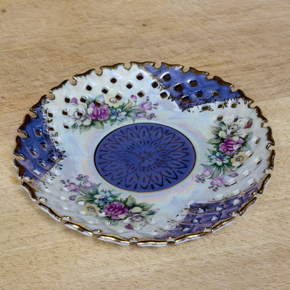 Vintage Yamato Reticulated Floral Porcelain Dish-  vintage- The Celebration Co.