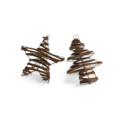 Rattan Wrapped Ornaments - Choice of 2 Styles