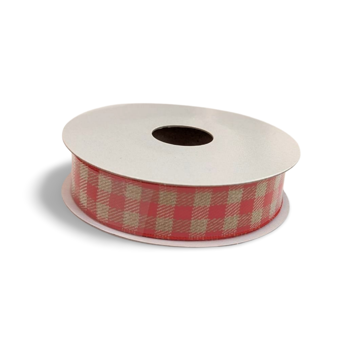 Red Gingham Wired Edge Ribbon – 7/8" x 10 Yards (Red & White or Red & Tan)