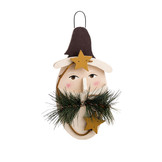 Primitive Wood Santa Ornament – 8"-  Wood- The Celebration Co.