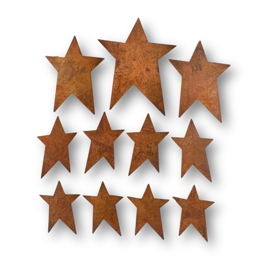 Rusty Tin Primitive Stars-  Decor- The Celebration Co.