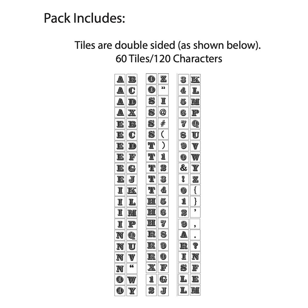 Scrabble Tile Letter Sets - 120 Characters, Bold Font, White