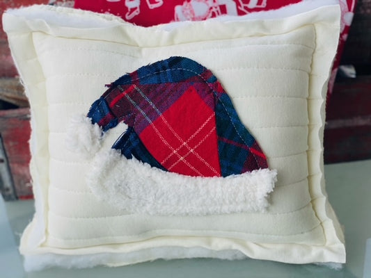 Santa Hat Pillow - Vintage Quilt Holiday Farmhouse Decor