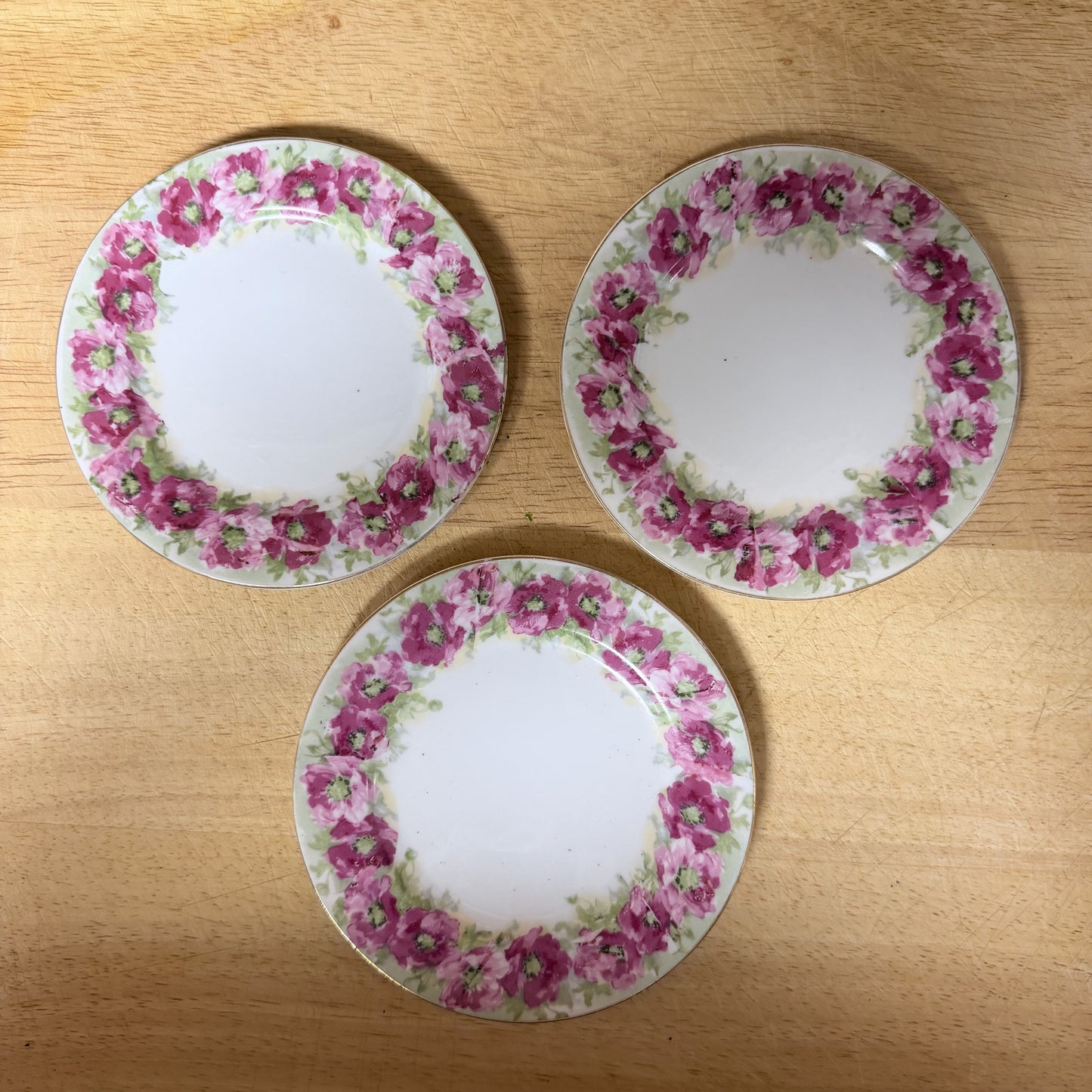 Vintage Austria Hand-Painted Floral Porcelain Saucers – Set of 3-  vintage- The Celebration Co.