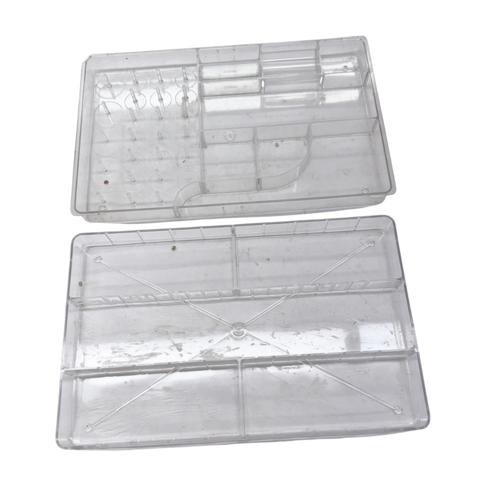 Vintage 1960s Burnt Orange Plastic Sewing Caddy with Removable Trays-  Decor- The Celebration Co.