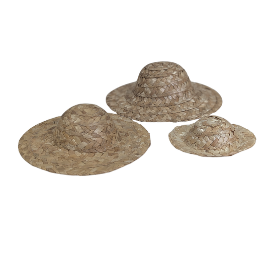 Woven Natural Straw Hat  - Set of 3