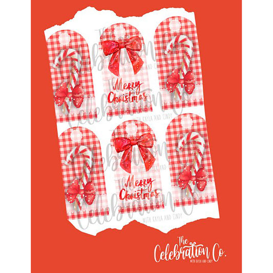 Printable Christmas Gift Tags - Red and White Candy Cane