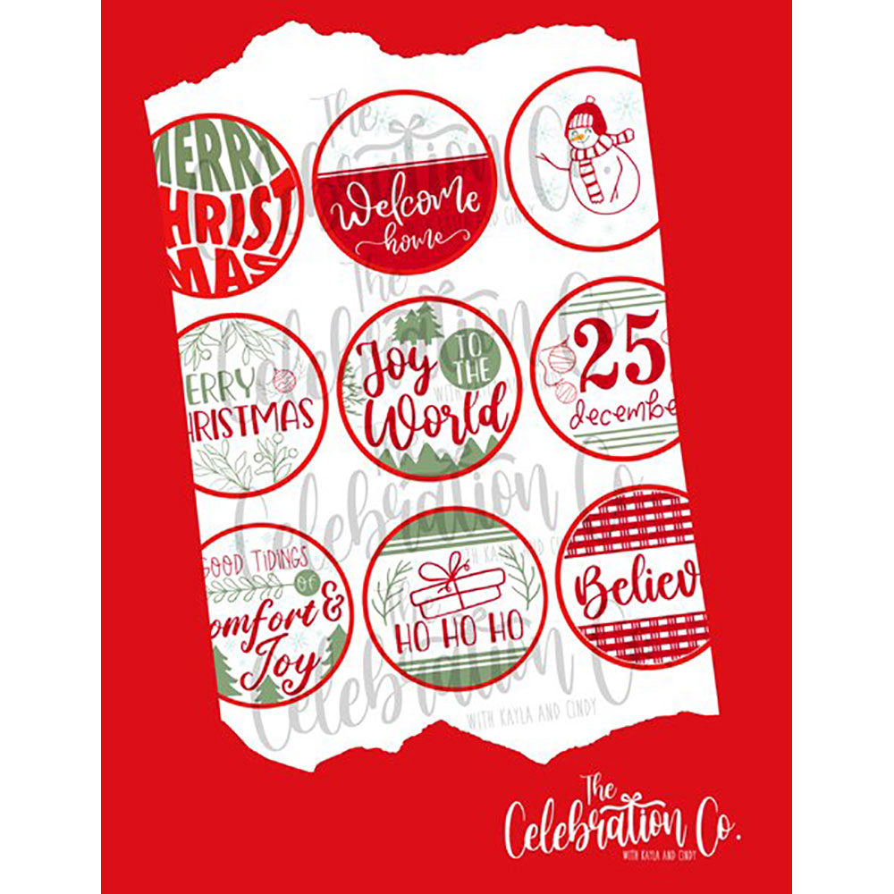 Printable Christmas Gift Tags - Red, Green, and White - Round