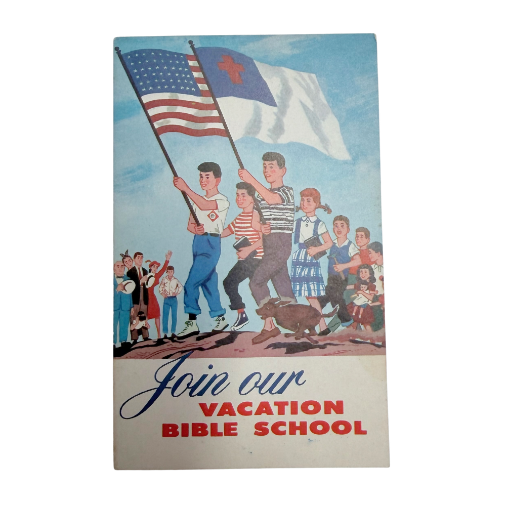 Vintage “Join Our Vacation Bible School” Postcard-  Crafting Paper- The Celebration Co.