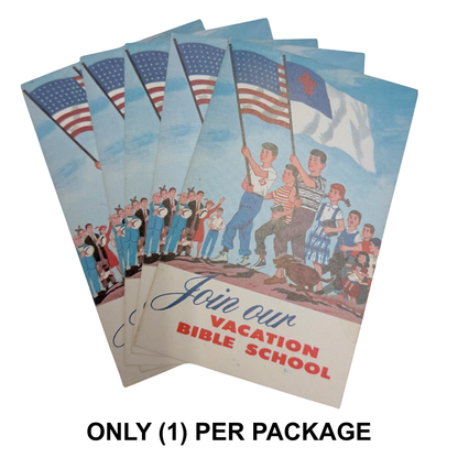 Vintage “Join Our Vacation Bible School” Postcard-  Crafting Paper- The Celebration Co.