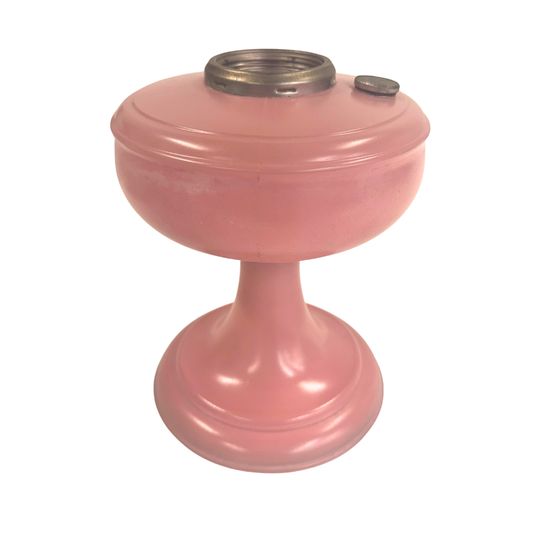 Vintage Pink Satin Glass Oil Lamp with Pedestal Base