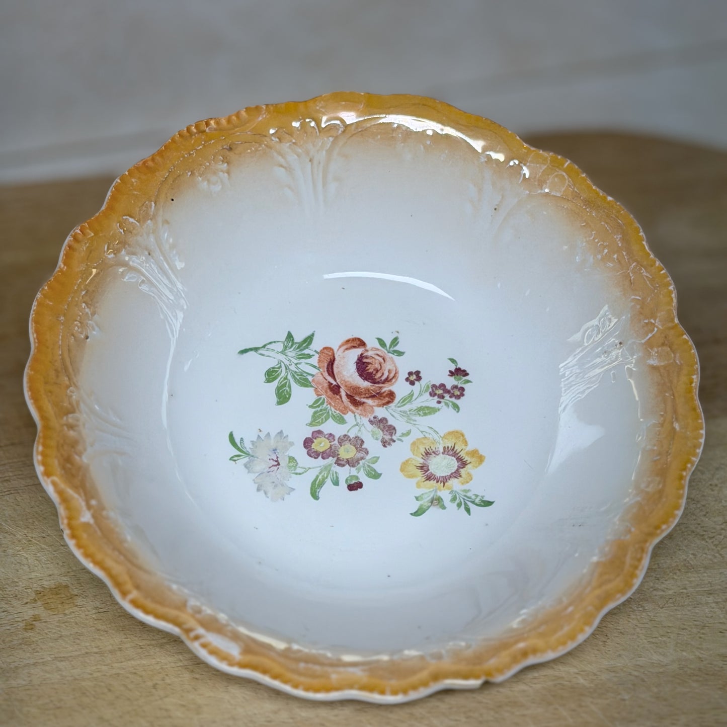 Vintage Floral Ironstone Serving Bowl-  vintage- The Celebration Co.
