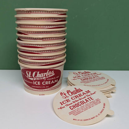Vintage St Charles Chocolate ice cream cup w/ lid-  vintage- The Celebration Co.