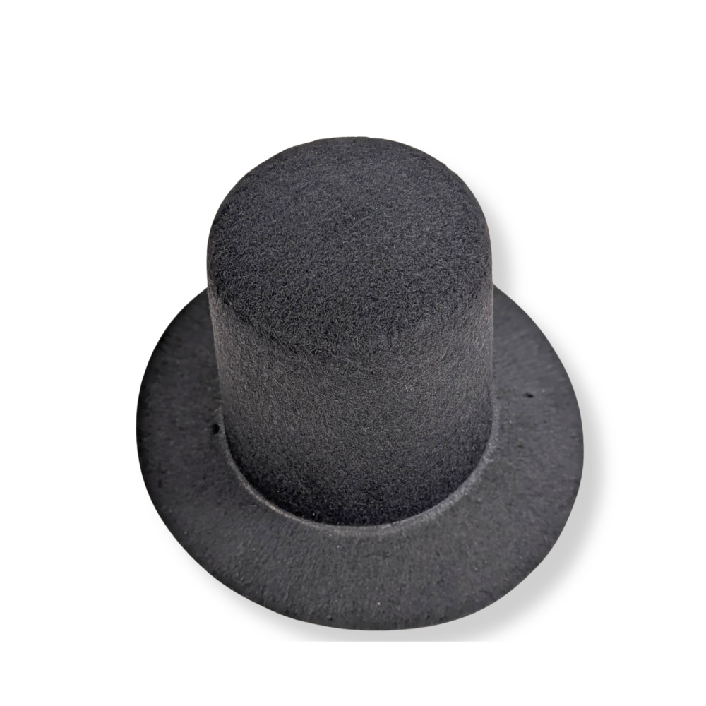 Black Flocked Stovepipe Top Hat-  Embellishments- The Celebration Co.