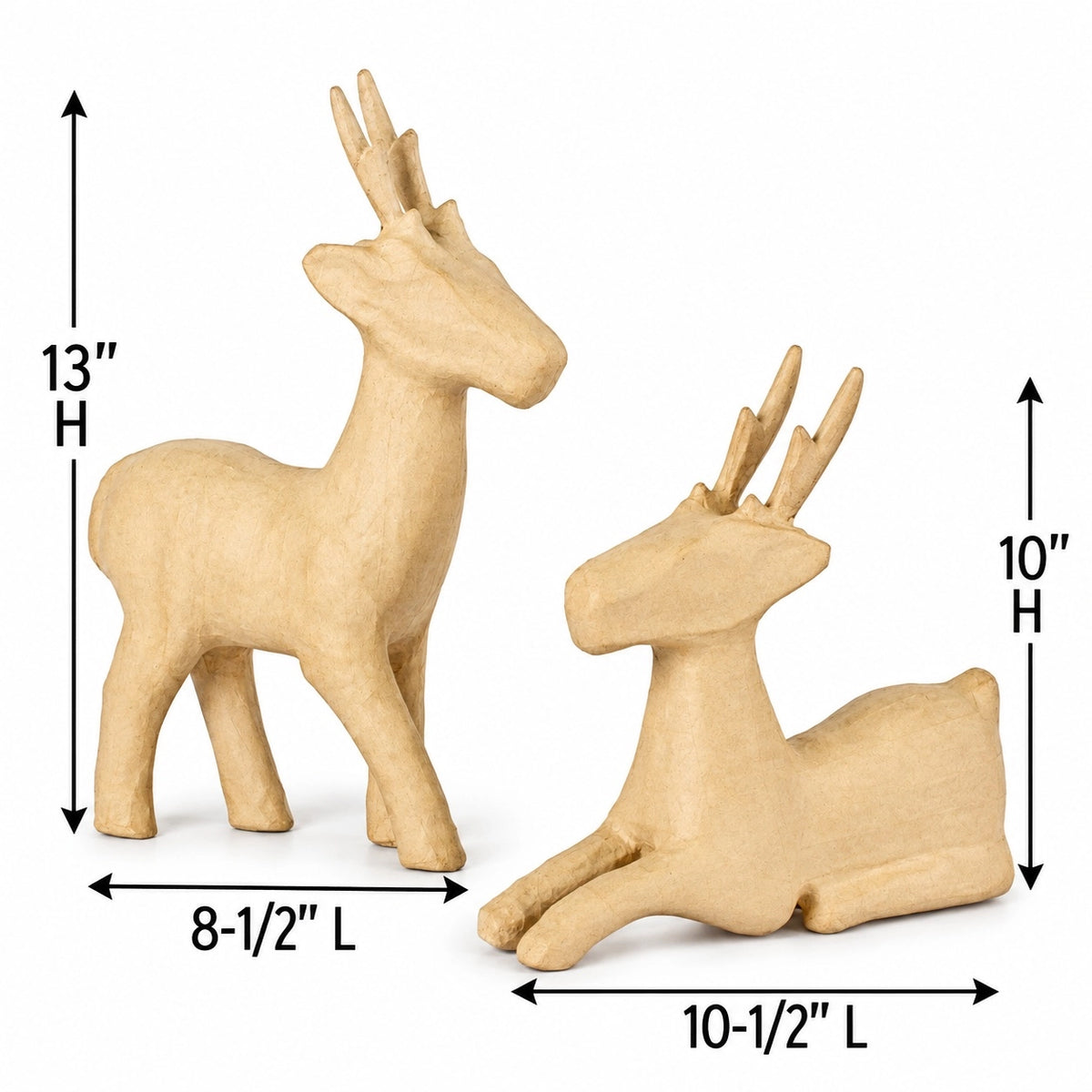 2-Pack Paper Mache Reindeer-  Craft Supplies- The Celebration Co.