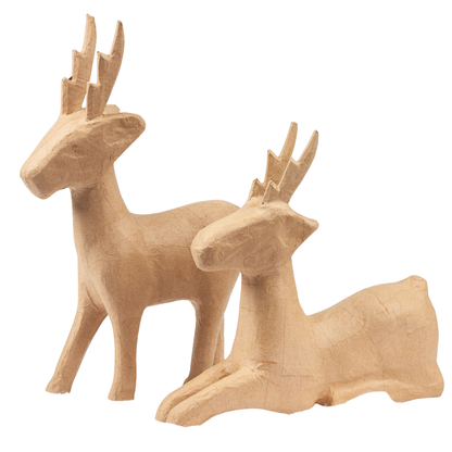 2-Pack Paper Mache Reindeer-  Craft Supplies- The Celebration Co.