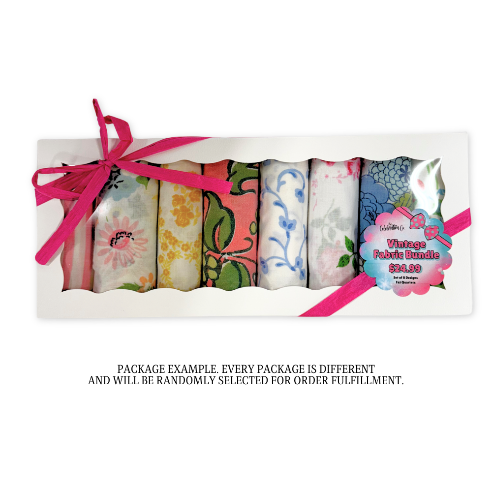 Vintage Fabric Fat Quarters - Package of 8 (Sizes Vary)-  Fabric- The Celebration Co.